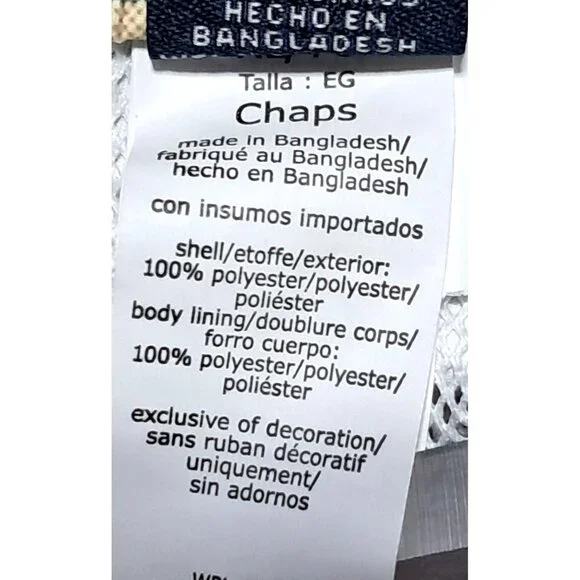 Chaps Plaid Swim Trunks Mens XL Beige White Polyester Mesh Lined Drawstring - Picture 4 of 14